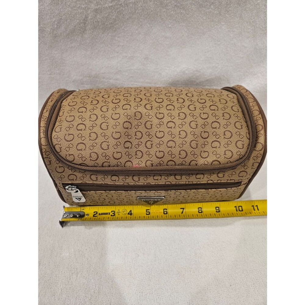 GUESS Monogram Travel Toiletry Case Cosmetic Bag With Zipper Top Front Unisex - Picture 6 of 10